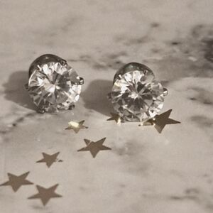 Silver Tone Crystal Stud Earrings